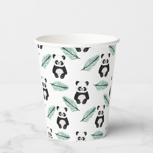 Cute panda and palm leaf pattern 紙コップ (裏面)