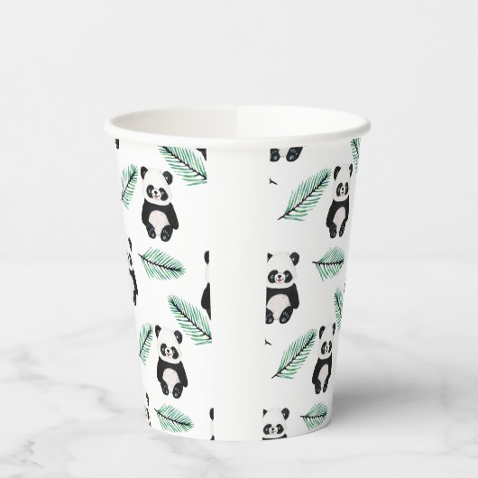 Cute panda and palm leaf pattern 紙コップ (左)