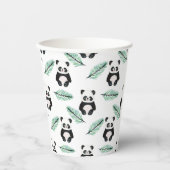 Cute panda and palm leaf pattern 紙コップ (正面)