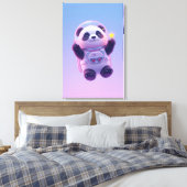 Cute Panda Astronaut Kids Wall Art – Funny Space  キャンバスプリント (インサイチュ (寝室))