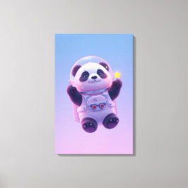 Cute Panda Astronaut Kids Wall Art – Funny Space キャンバスプリント