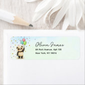 Cute Panda Balloon 1st Birthday Return Labels ラベル (インサイチュ)