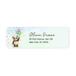 Cute Panda Balloon 1st Birthday Return Labels ラベル