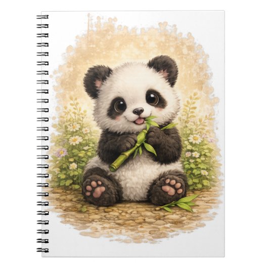 Cute Panda Bamboo Spiral Notebook Kawaii ノートブック (正面)