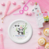Cute Panda Bear Bamboo Birthday  ペーパープレート (パーティー)