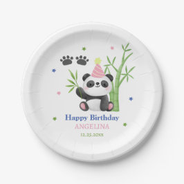 Cute Panda Bear Bamboo Birthday  ペーパープレート