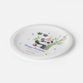 Cute Panda Bear Bamboo Birthday  ペーパープレート (アングル)