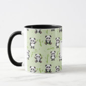Cute Panda Bear Bamboo Kawaii Animals Monogram マグカップ (左)