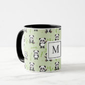 Cute Panda Bear Bamboo Kawaii Animals Monogram マグカップ (正面左)