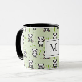 Cute Panda Bear Bamboo Kawaii Animals Monogram マグカップ