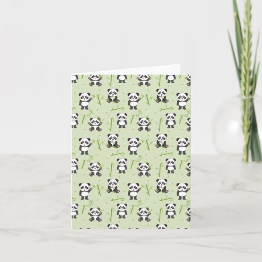Cute Panda Bear Bamboo Kawaii Animals Pattern カード (正面)
