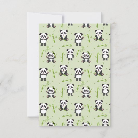 Cute Panda Bear Bamboo Kawaii Animals Pattern サンキューカード (裏面)