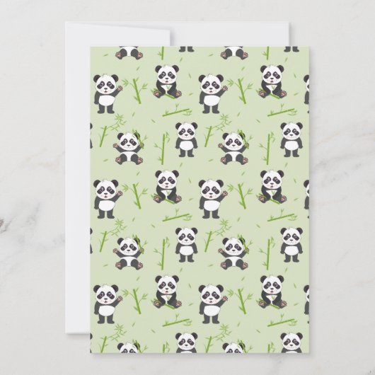 Cute Panda Bear Bamboo Kawaii Animals Pattern ノートカード (裏面)