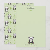 Cute Panda Bear Bamboo Kawaii Animals Pattern ノートカード (正面/裏面)