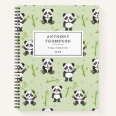 Cute Panda Bear Bamboo Kawaii Animals Pattern ノートブック (正面)