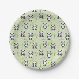 Cute Panda Bear Bamboo Kawaii Animals Pattern ペーパープレート