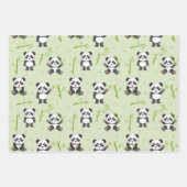 Cute Panda Bear Bamboo Kawaii Animals Pattern ラッピングペーパーシート (正面2)