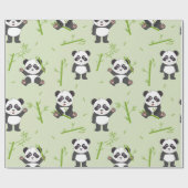 Cute Panda Bear Bamboo Kawaii Animals Pattern ラッピングペーパー (フラット)