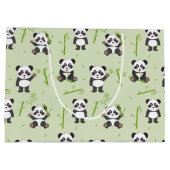 Cute Panda Bear Bamboo Kawaii Animals Pattern ラージペーパーバッグ (裏面)