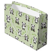 Cute Panda Bear Bamboo Kawaii Animals Pattern ラージペーパーバッグ (裏面アングル)