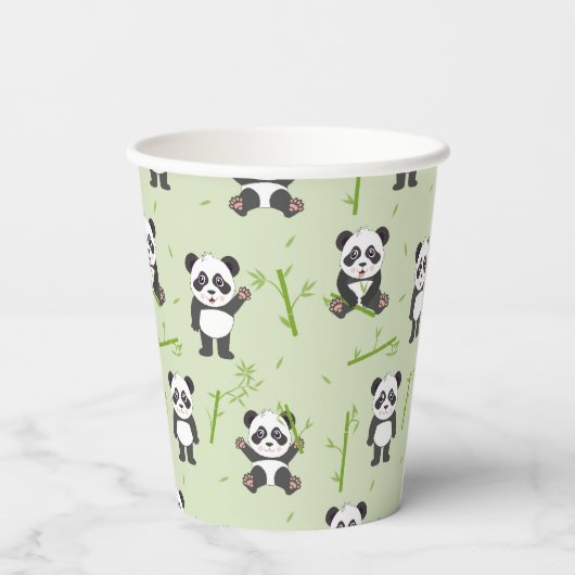 Cute Panda Bear Bamboo Kawaii Animals Pattern 紙コップ (裏面)