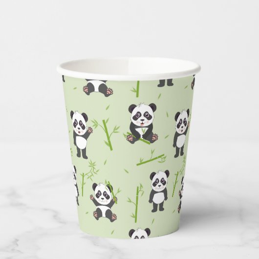 Cute Panda Bear Bamboo Kawaii Animals Pattern 紙コップ (左)