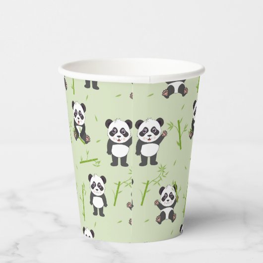 Cute Panda Bear Bamboo Kawaii Animals Pattern 紙コップ (右)
