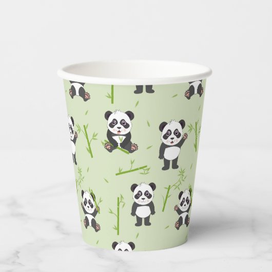 Cute Panda Bear Bamboo Kawaii Animals Pattern 紙コップ (正面)