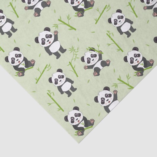 Cute Panda Bear Bamboo Kawaii Animals Pattern 薄葉紙 (詳細)