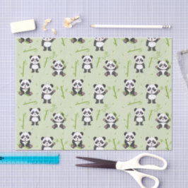 Cute Panda Bear Bamboo Kawaii Animals Pattern 薄葉紙