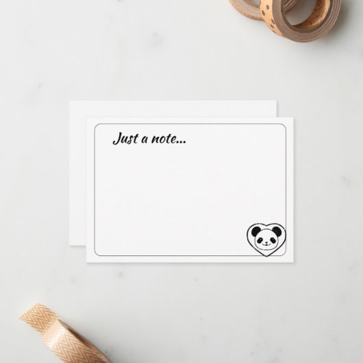 Cute Panda Bear Cartoon Custom Just a Note ノートカード (正面/裏面インサイチュ)