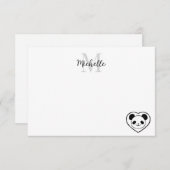 Cute Panda Bear Cartoon  Custom Monogram ノートカード (正面/裏面)