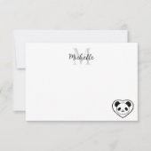 Cute Panda Bear Cartoon Personalized Monogram ノートカード (正面)
