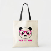 Cute panda bear cartoon with pink spectacles トートバッグ (正面)