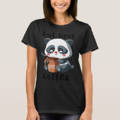 Cute Panda Bear Holding Coffee Cup Mocha Latte Cap Tシャツ (正面)