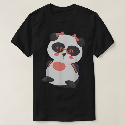 Cute Panda Bear In Sunglasses Tシャツ (デザイン正面)