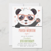 Cute Panda Bear Kawaii Girl Birthday Party 招待状 (正面)