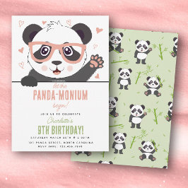 Cute Panda Bear Kawaii Girl Birthday Party 招待状