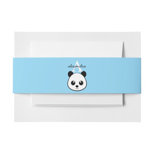 Cute Panda Bear Monogram Belly Band | Custom Baby  招待状ベリーバンド (正面例)