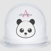 Cute Panda Bear Monogram Snow Globe – Personalized (正面)