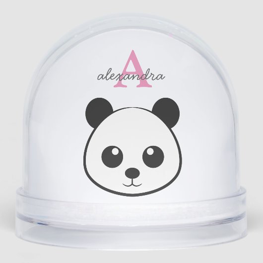 Cute Panda Bear Monogram Snow Globe – Personalized (正面)