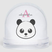Cute Panda Bear Monogram Snow Globe – Personalized (裏面)