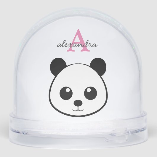 Cute Panda Bear Monogram Snow Globe – Personalized (裏面)