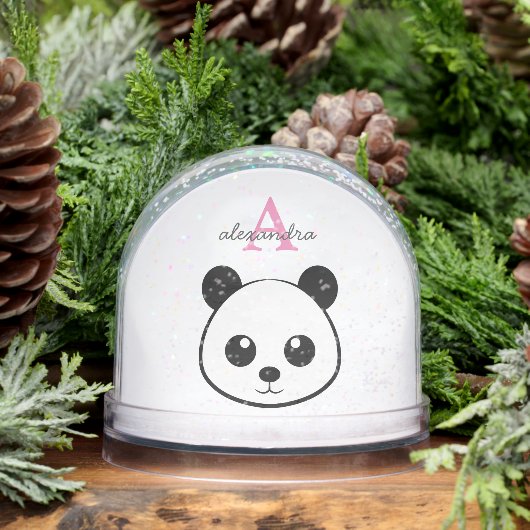Cute Panda Bear Monogram Snow Globe – Personalized (冬)