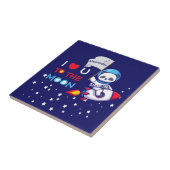Cute Panda Bear On Rocket Ship Kids Personalized タイル (側面)