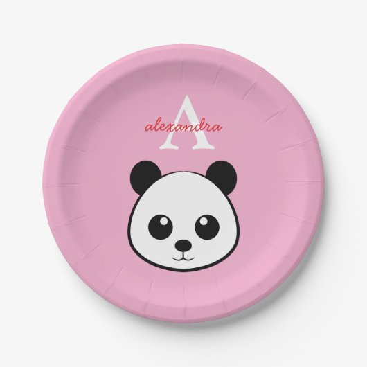 Cute Panda Bear Paper Plates – Personalized  ペーパープレート (正面)