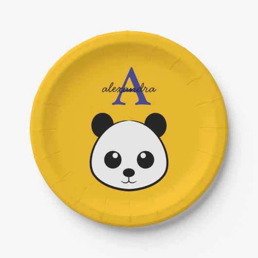 Cute Panda Bear Paper Plates – Personalized  ペーパープレート (正面)