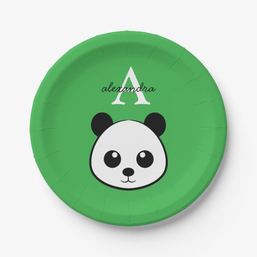 Cute Panda Bear Paper Plates – Personalized  ペーパープレート (正面)