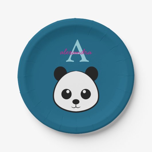 Cute Panda Bear Paper Plates – Personalized  ペーパープレート (正面)