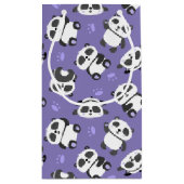 Cute panda bear paw blue background スモールペーパーバッグ (裏面)